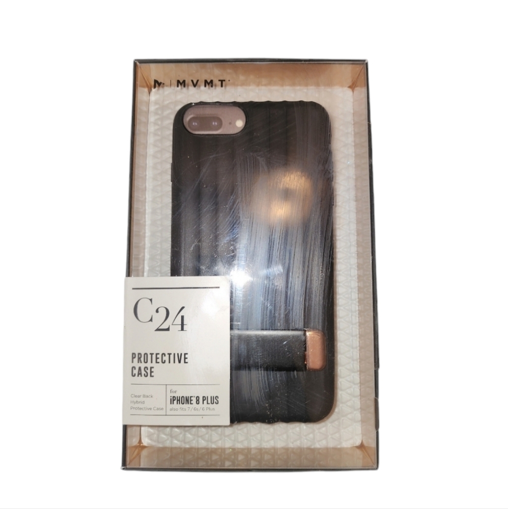 NWT MVMT C24 iPHONE 8 Plus/7/6s/6 Plus Clear Black‎ Hybrid Protective Phone Case